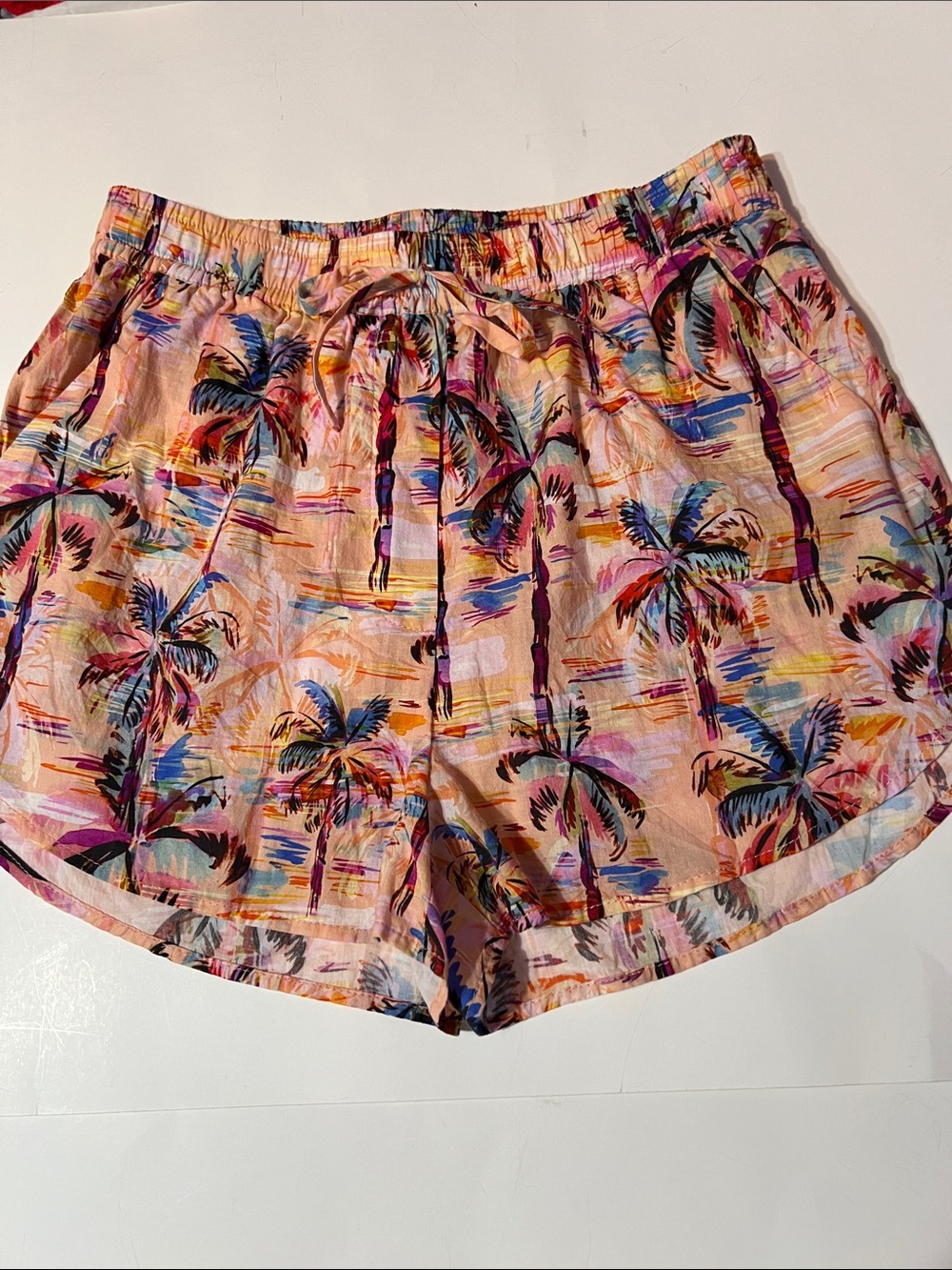 Steve Madden Pink Tropical Palm Drawstring Women’s Athletic Shorts Size Small